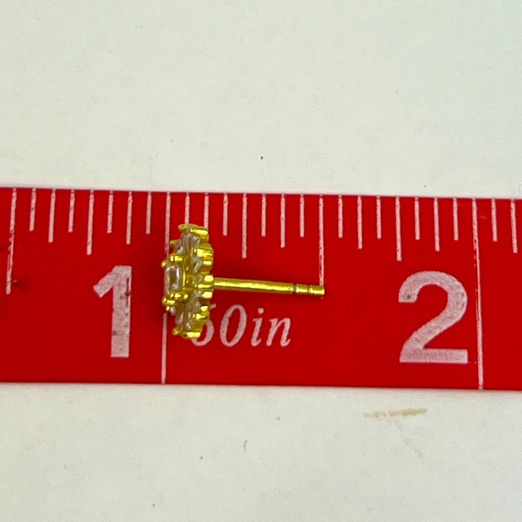 RACHEL ASHWELL, STERLING SILVER WITH CUBIC ZIRCONIA 2 STUD EARRINGS, GOLD COLOR - Picture 9 of 16